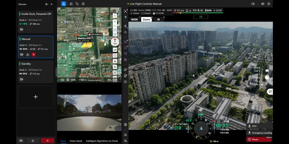 Virtual Cockpit de FlightHub 2: mapa, telemetría y vídeo en directo del Dock